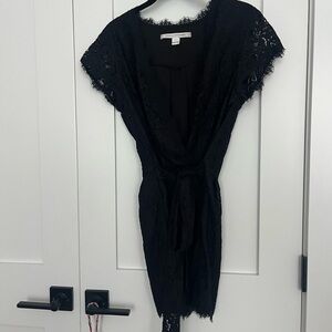 Diane Von Furstenberg Black Lace Wrap Romper